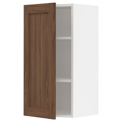 METOD - Wall cabinet with shelves, white Enköping/brown walnut effect, 40x80 cm