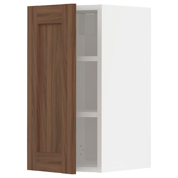 METOD - Wall cabinet with shelves, white Enköping/brown walnut effect, 30x60 cm - best price from Maltashopper.com 09475126