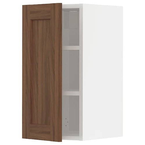 METOD - Wall cabinet with shelves, white Enköping/brown walnut effect, 30x60 cm