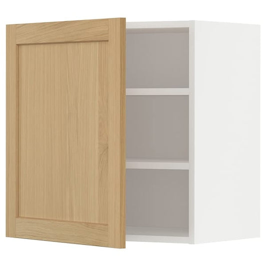 Ikea METOD - Wall cabinet with shelves, white/Forsbacka oak, 60x60 cm