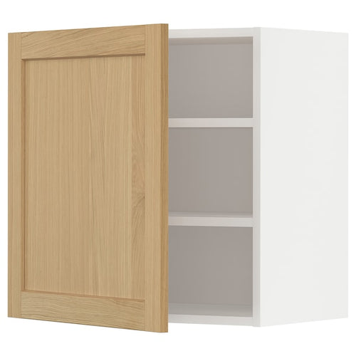 METOD - Wall cabinet with shelves, white/Forsbacka oak, 60x60 cm