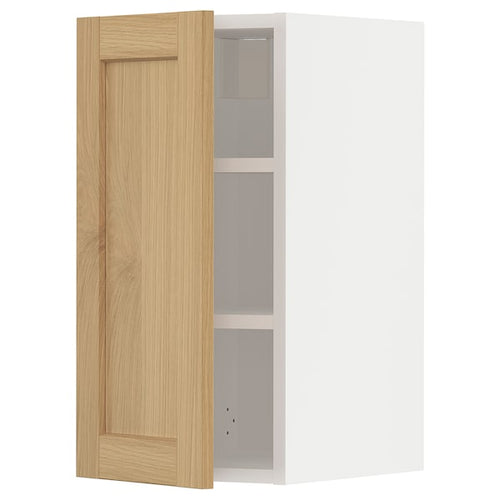 METOD - Wall cabinet with shelves, white/Forsbacka oak, 30x60 cm