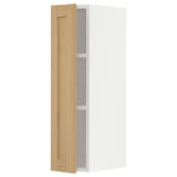METOD wall cabinet with shelves, white/Forsbacka oak, 20x80 cm