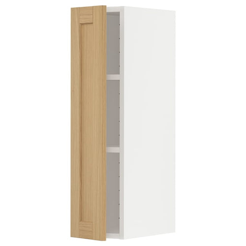 METOD - Wall cabinet with shelves, white/Forsbacka oak, 20x80 cm