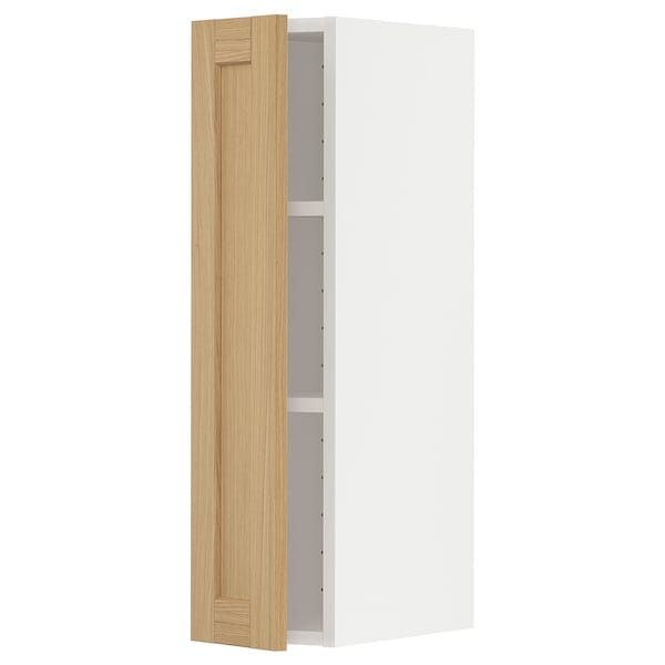 METOD - Wall cabinet with shelves, white/Forsbacka oak, 20x80 cm