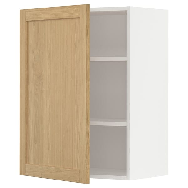 Ikea METOD - Wall cabinet with shelves, white/Forsbacka oak, 60x80 cm