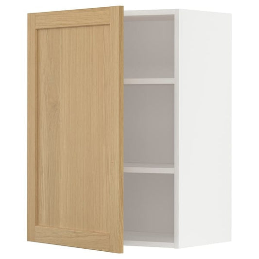 Ikea METOD - Wall cabinet with shelves, white/Forsbacka oak, 60x80 cm