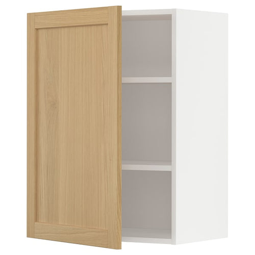 METOD - Wall cabinet with shelves, white/Forsbacka oak, 60x80 cm