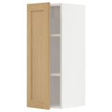 METOD wall cabinet with shelves, white/Forsbacka oak, 30x80 cm