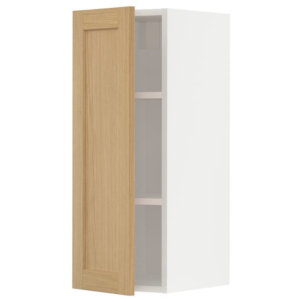 Ikea METOD - Wall cabinet with shelves, white/Forsbacka oak, 30x80 cm