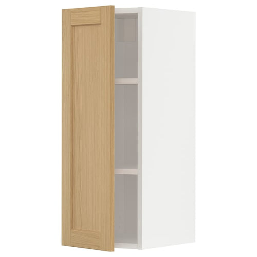 METOD - Wall cabinet with shelves, white/Forsbacka oak, 30x80 cm
