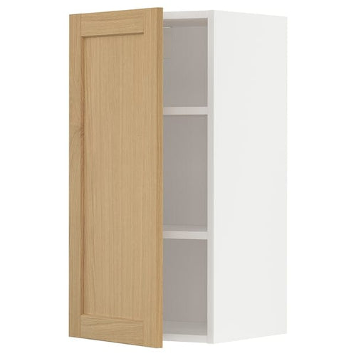 METOD wall cabinet with shelves, white/Forsbacka oak, 40x80 cm
