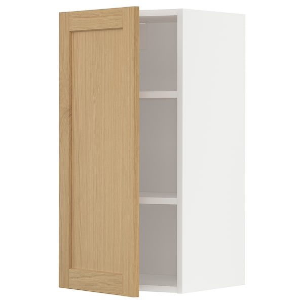 METOD - Wall cabinet with shelves, white/Forsbacka oak, 40x80 cm