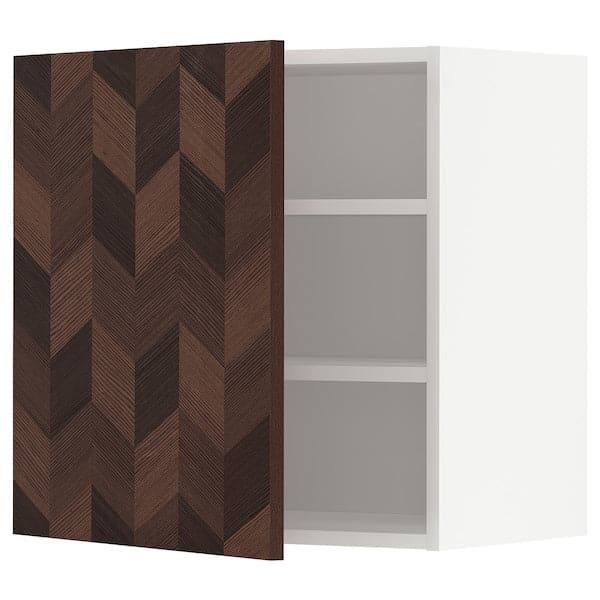 METOD - Wall cabinet with shelves, white Hasslarp/brown patterned, 60x60 cm - best price from Maltashopper.com 39468327