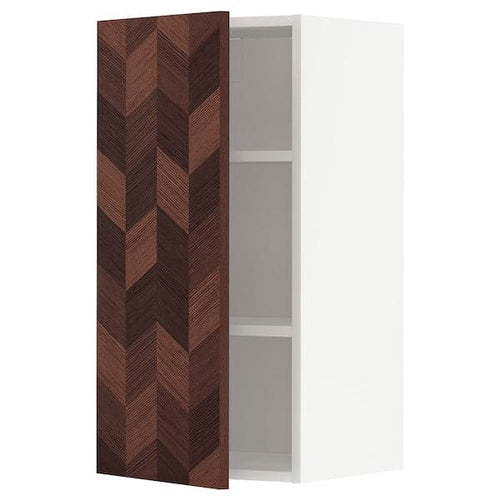 METOD - Wall cabinet with shelves, white Hasslarp/brown patterned , 40x80 cm