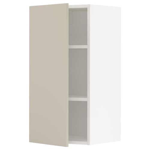 METOD wall cabinet with shelves, white/Havstorp beige, 40x80 cm