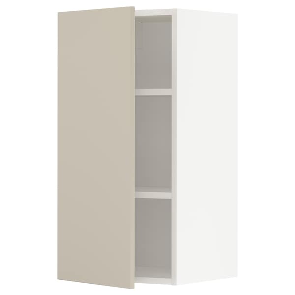 METOD - Wall cabinet with shelves, white/Havstorp beige, 40x80 cm