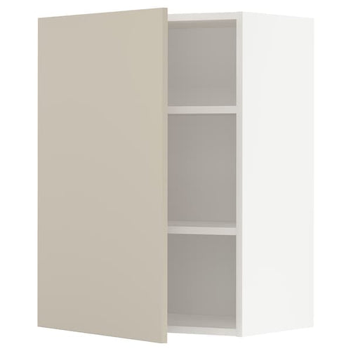 METOD wall cabinet with shelves, white/Havstorp beige, 60x80 cm