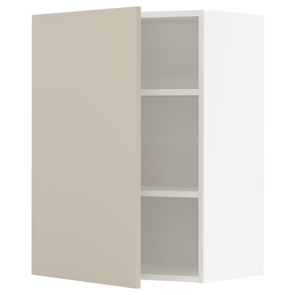 METOD - Wall cabinet with shelves, white/Havstorp beige, 60x80 cm