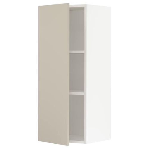 METOD wall cabinet with shelves, white/Havstorp beige, 40x100 cm