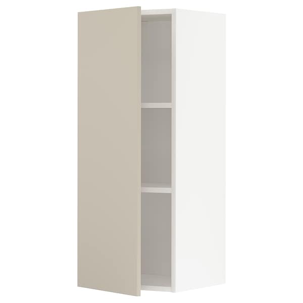 METOD - Wall cabinet with shelves, white/Havstorp beige, 40x100 cm