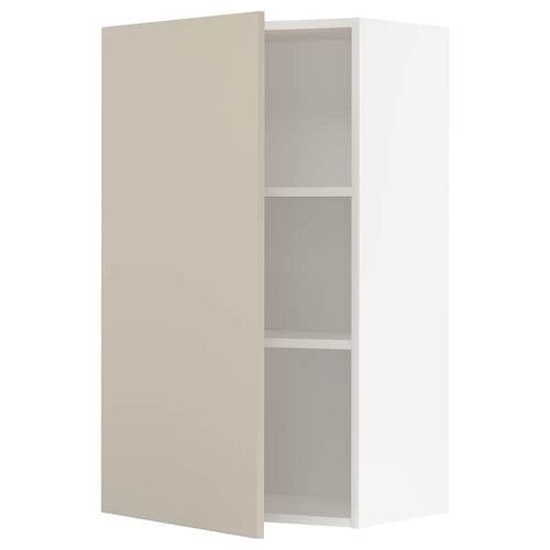 METOD wall cabinet with shelves, white/Havstorp beige, 60x100 cm