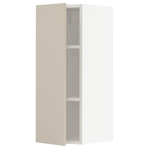 METOD - Wall cabinet with shelves, white/Havstorp beige, 30x80 cm