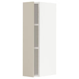 METOD wall cabinet with shelves, white/Havstorp beige, 20x80 cm
