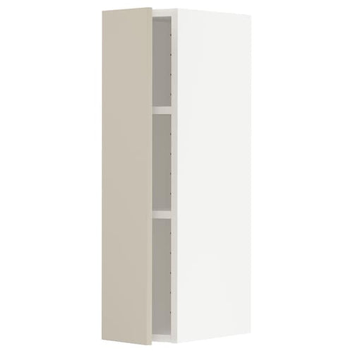 METOD - Wall cabinet with shelves, white/Havstorp beige, 20x80 cm