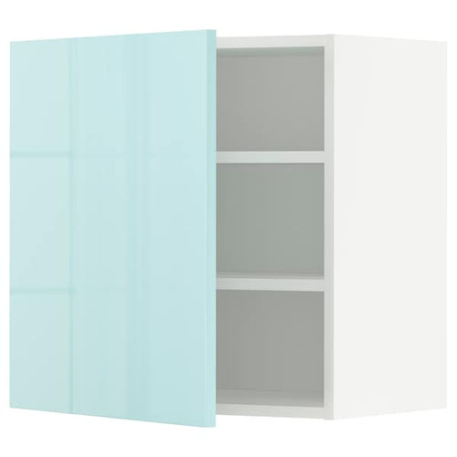 METOD - Wall cabinet with shelves, white Järsta/high-gloss light turquoise, 60x60 cm