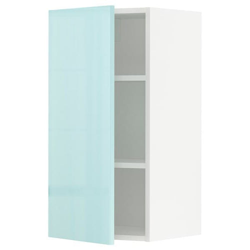 METOD - Wall cabinet with shelves, white Järsta/high-gloss light turquoise, 40x80 cm