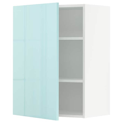 METOD - Wall cabinet with shelves, white Järsta/high-gloss light turquoise, 60x80 cm