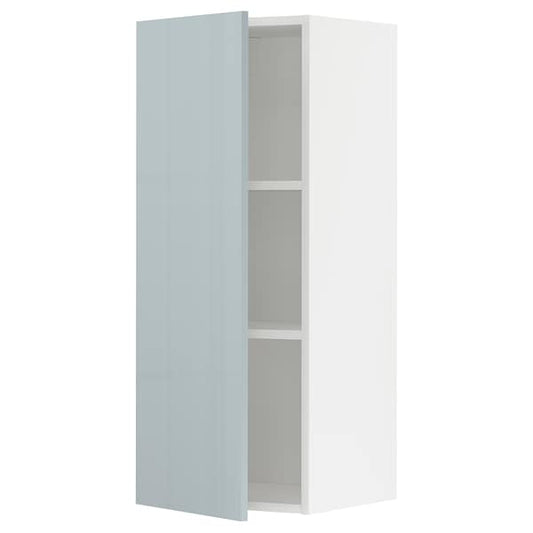 METOD - Wall cabinet with shelves, white/Kallarp light grey-blue, 40x100 cm - best price from Maltashopper.com 19479751