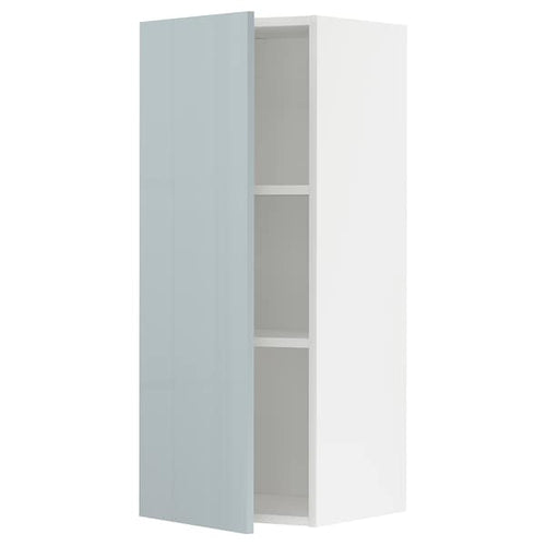METOD wall cabinet with shelves, white/Kallarp light grey-blue, 40.0x100.0x38.6 cm