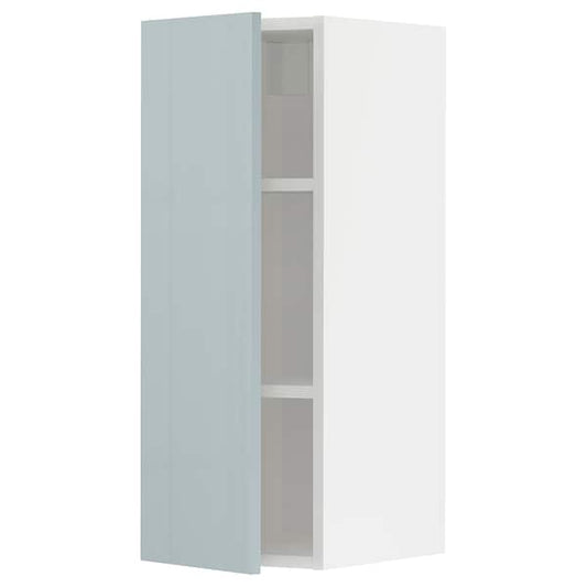 METOD - Wall cabinet with shelves, white/Kallarp light grey-blue, 30x80 cm - best price from Maltashopper.com 99479728