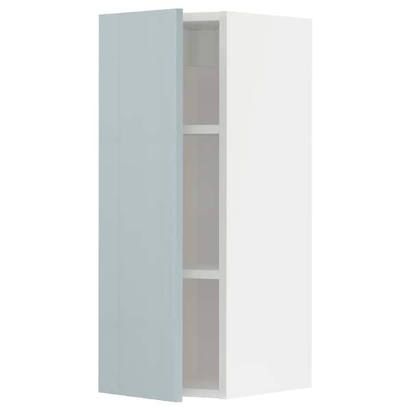 METOD - Wall cabinet with shelves, white/Kallarp light grey-blue, 30x80 cm