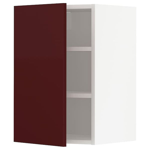 METOD - Wall cabinet with shelves, white Kallarp/high-gloss dark red-brown, 40x60 cm