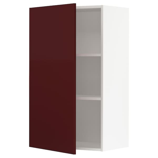 METOD - Wall cabinet with shelves, white Kallarp/high-gloss dark red-brown , 60x100 cm - best price from Maltashopper.com 69457563