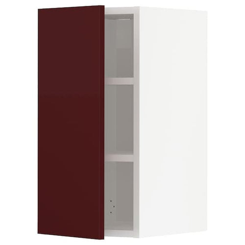 METOD - Wall cabinet with shelves, white Kallarp/high-gloss dark red-brown , 30x60 cm