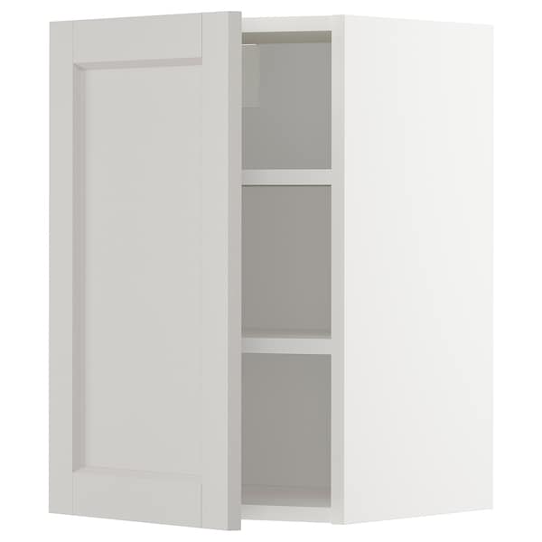 METOD - Wall cabinet with shelves, white/Lerhyttan light grey, 40x60 cm - best price from Maltashopper.com 19458956