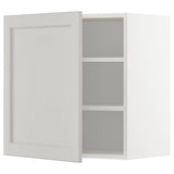 METOD wall cabinet with shelves, white/Lerhyttan light grey, 60x60 cm