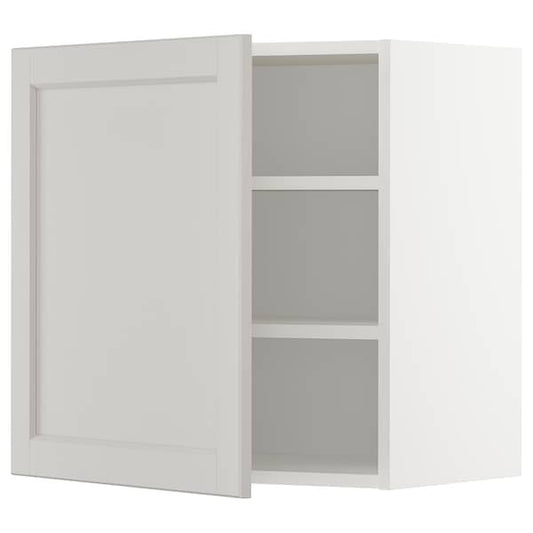 Ikea METOD - Wall cabinet with shelves, white/Lerhyttan light grey, 60x60 cm