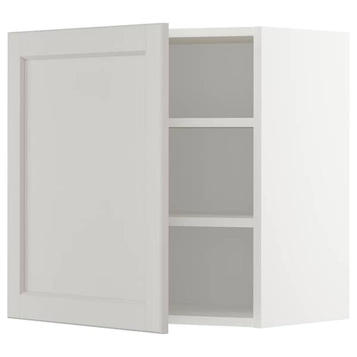 METOD - Wall cabinet with shelves, white/Lerhyttan light grey, 60x60 cm