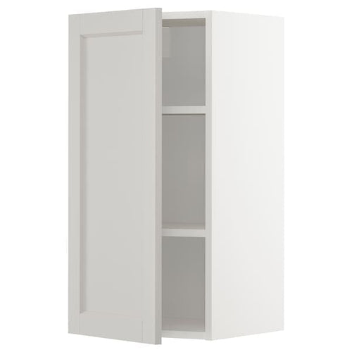 METOD wall cabinet with shelves, white/Lerhyttan light grey, 40x80 cm