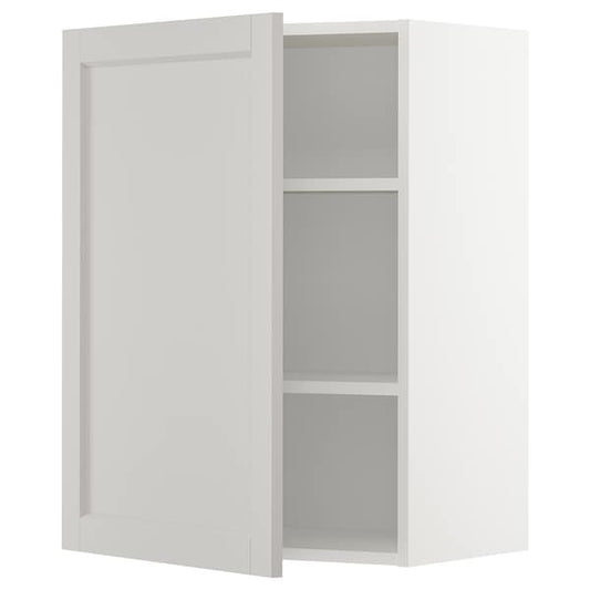 Ikea METOD - Wall cabinet with shelves, white/Lerhyttan light grey, 60x80 cm
