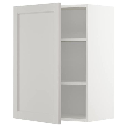 METOD wall cabinet with shelves, white/Lerhyttan light grey, 60x80 cm