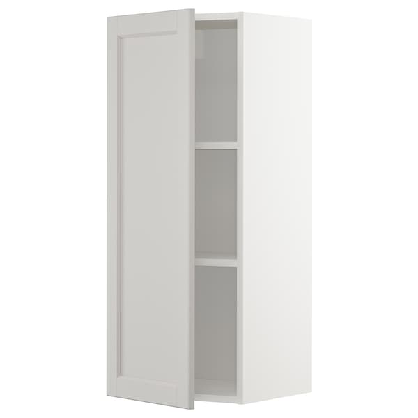 METOD - Wall cabinet with shelves, white/Lerhyttan light grey, 40x100 cm - best price from Maltashopper.com 89463351