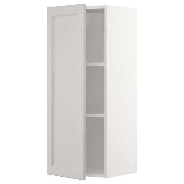 Ikea METOD - Wall cabinet with shelves, white/Lerhyttan light grey, 40x100 cm
