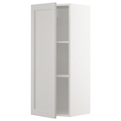 METOD - Wall cabinet with shelves, white/Lerhyttan light grey, 40x100 cm