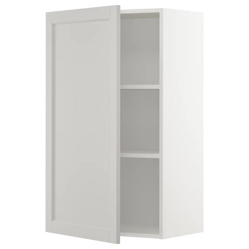 METOD - Wall cabinet with shelves, white/Lerhyttan light grey, 60x100 cm